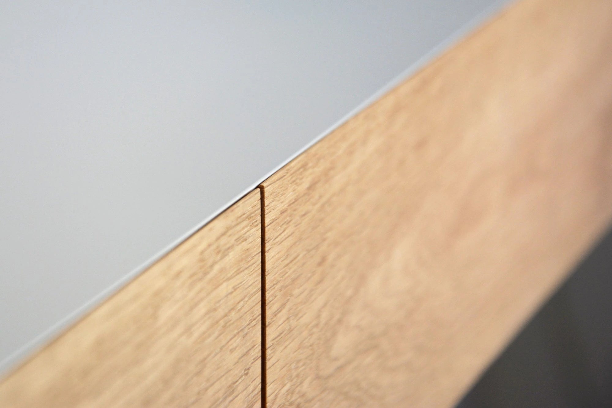 minimalist dressing table with oak drawers