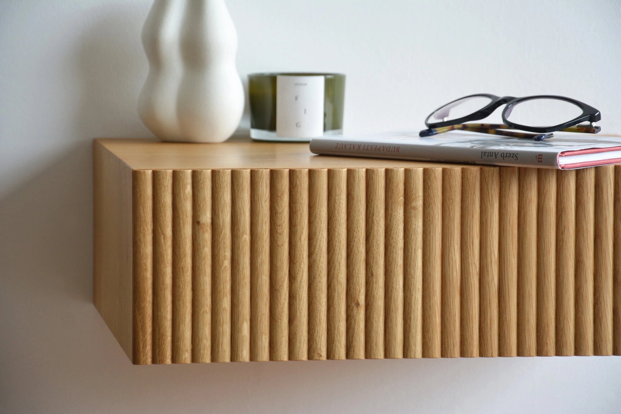 nightstand with fluted drawer