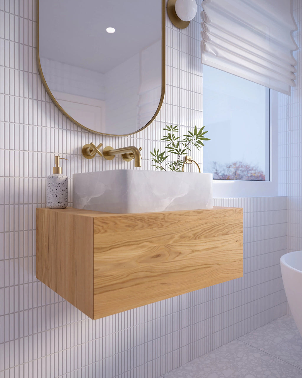 oak bathroom vanity