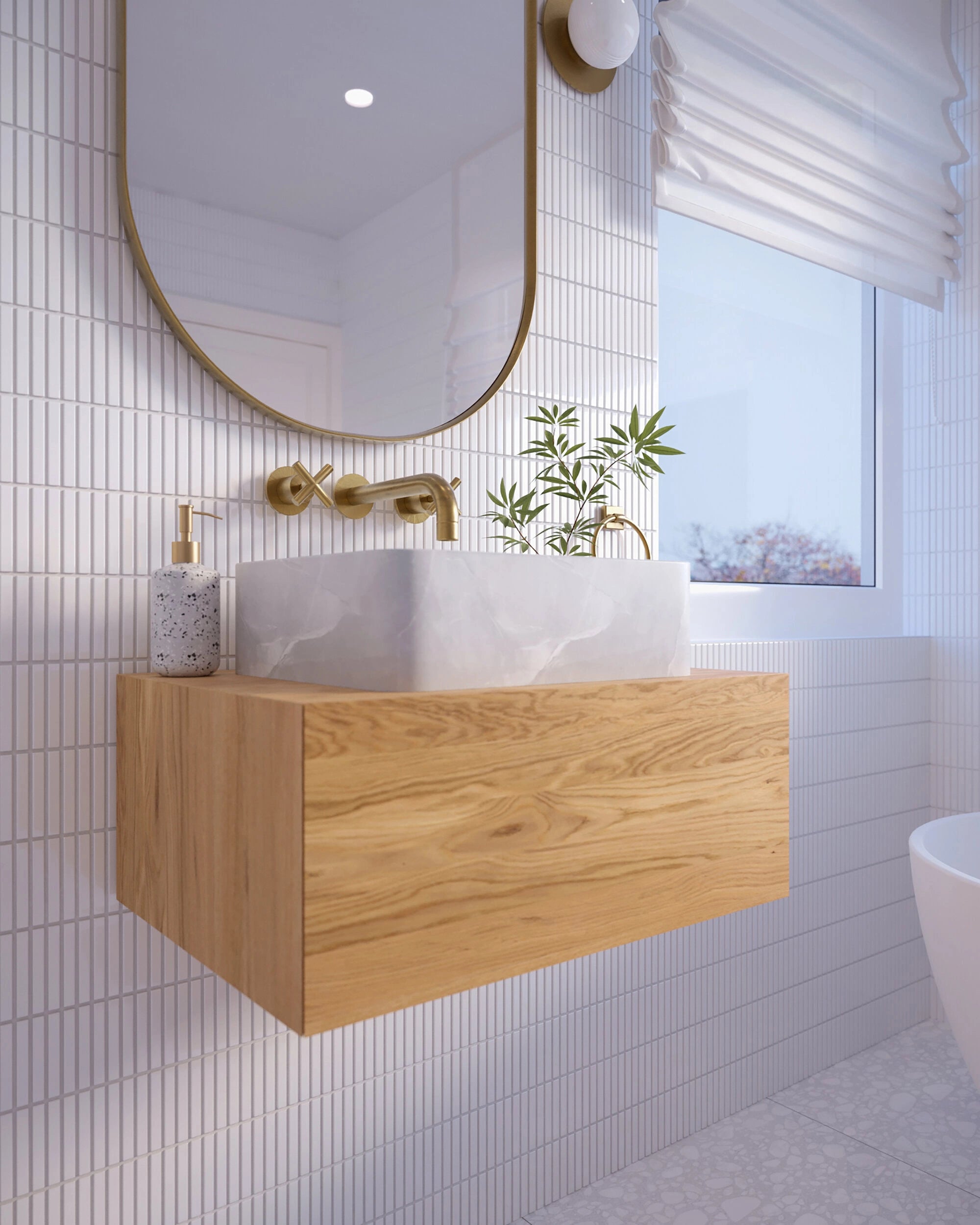 oak bathroom vanity