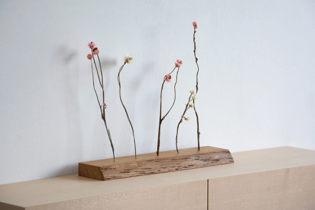 oak dried flower vase