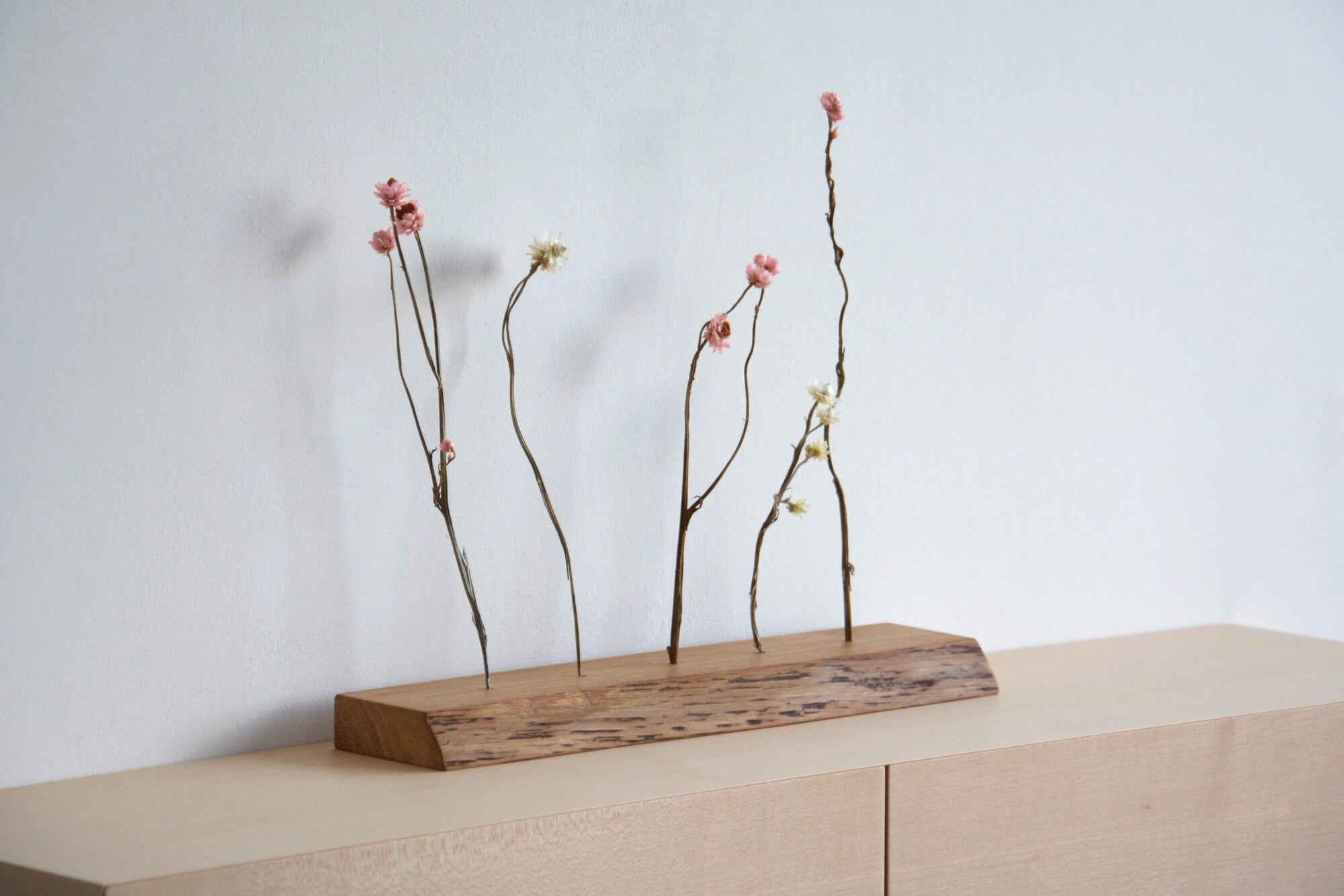 oak dried flower vase