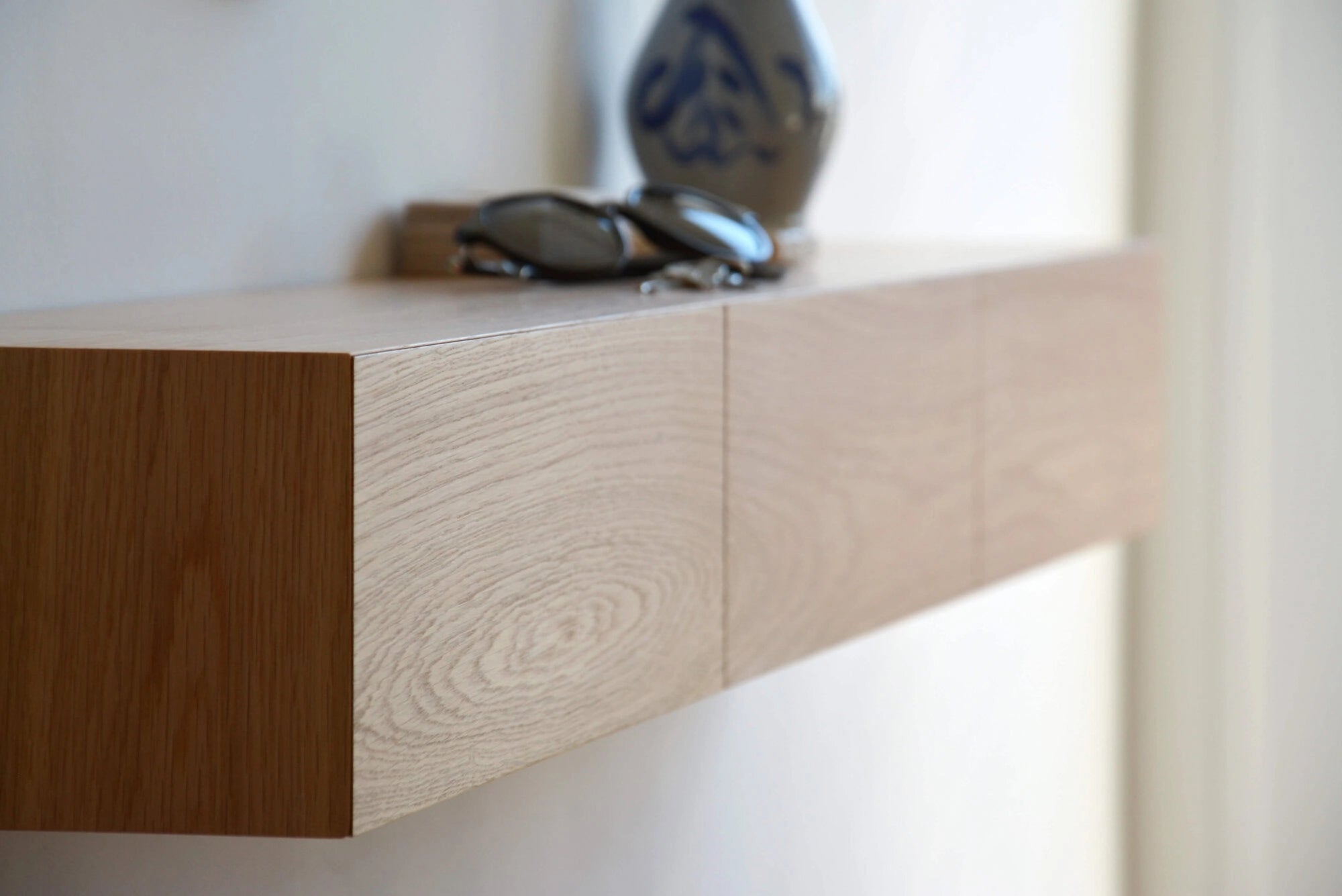oak entry shelf