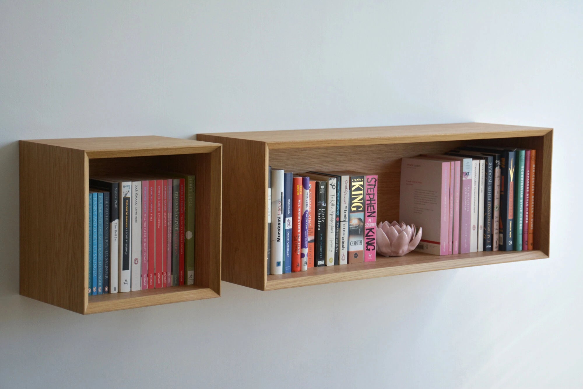 oak floating bookcase
