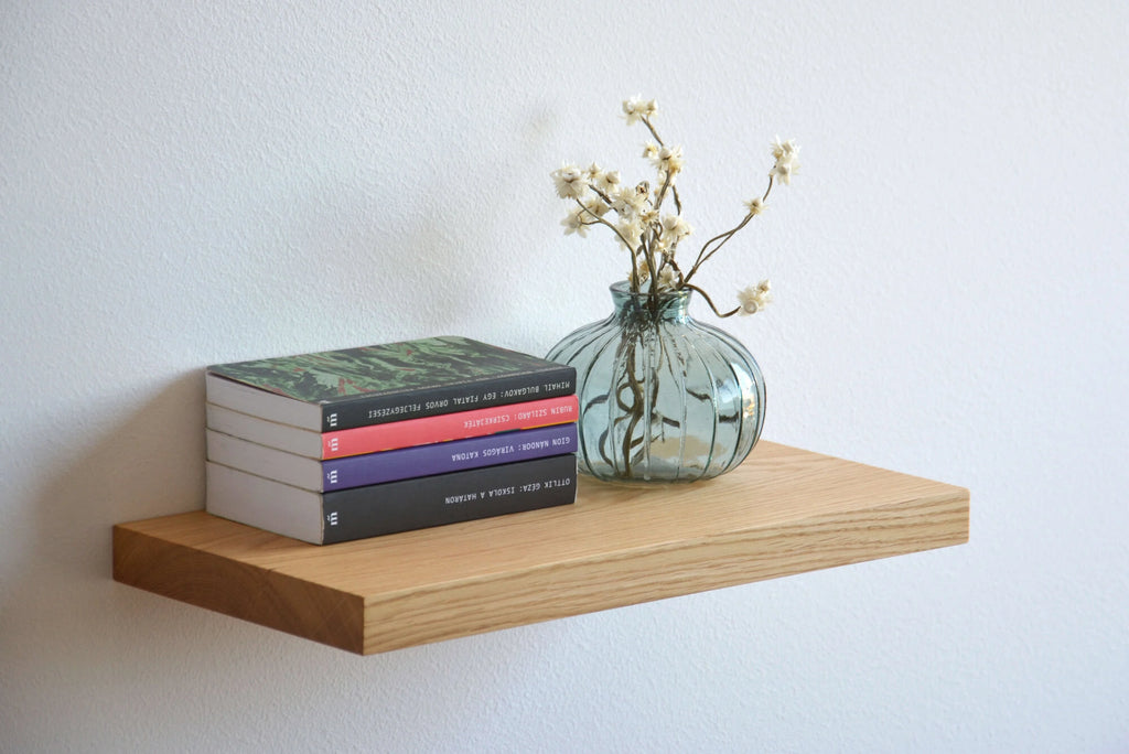 oak floating bookshelf