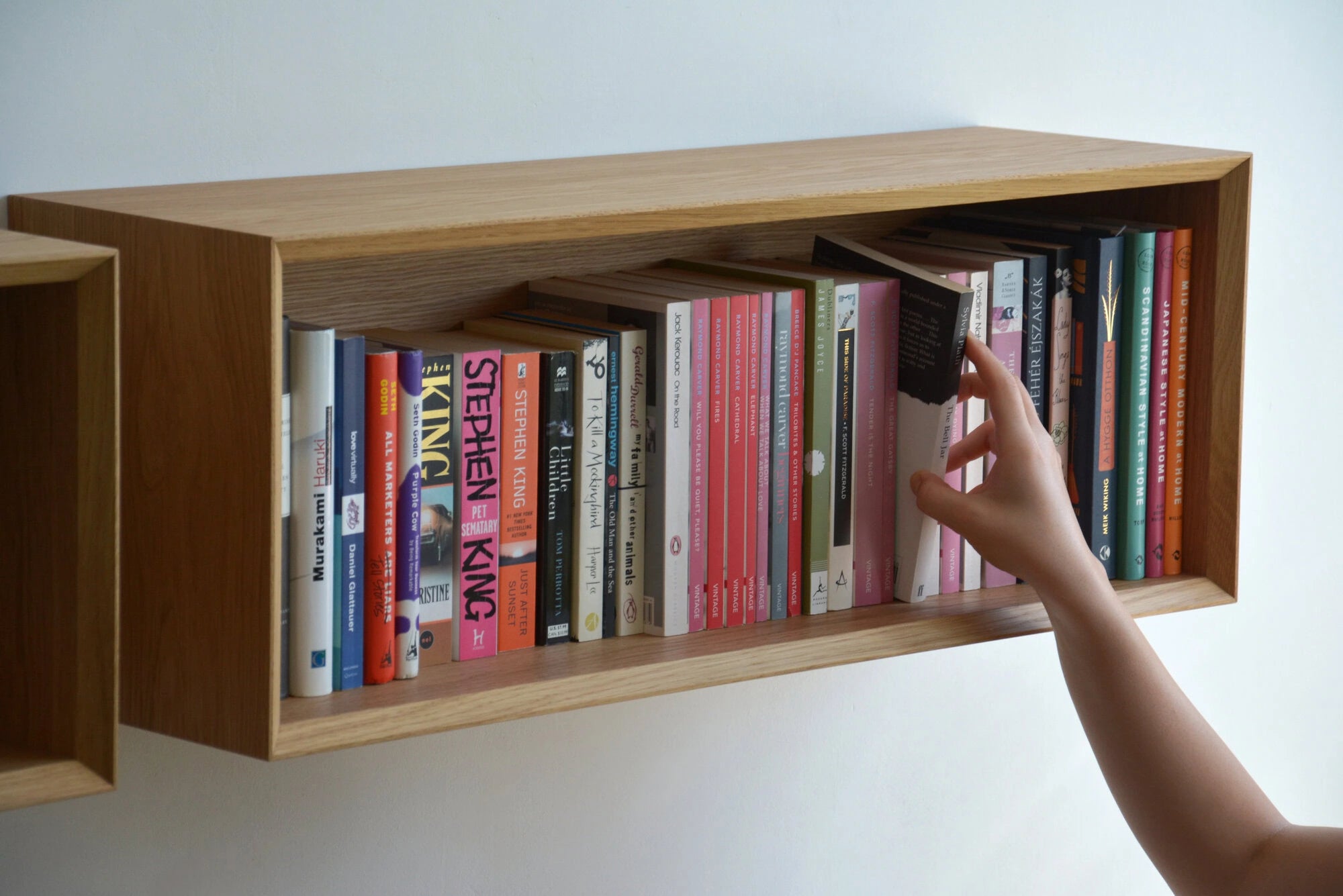 oak floating bookshelf
