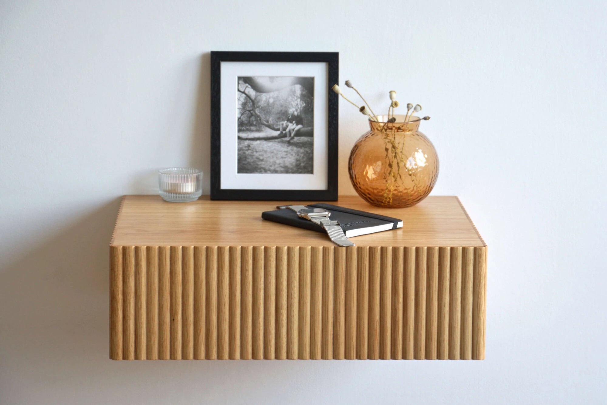 oak fluted nightstand