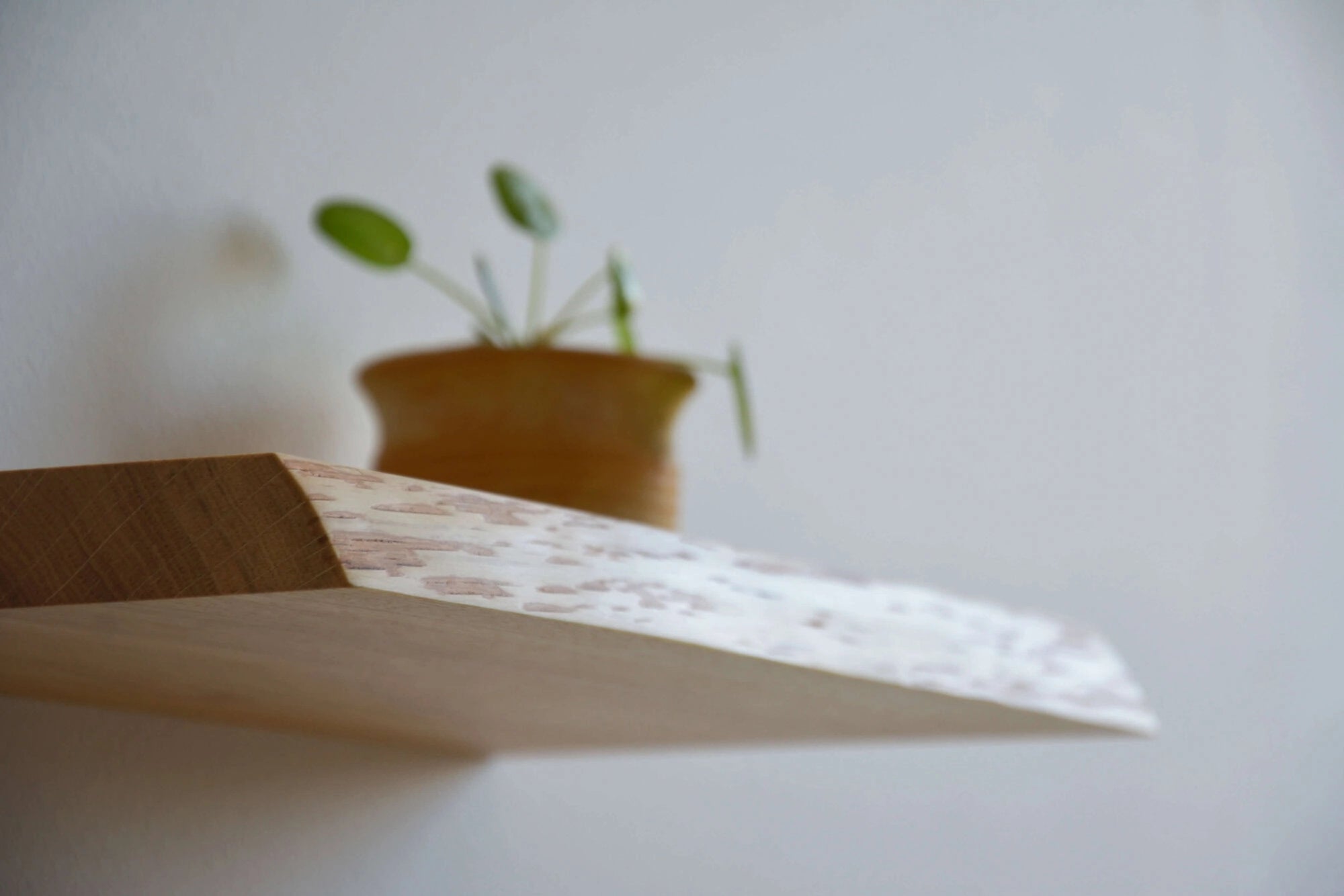 oak live edge floating shelf