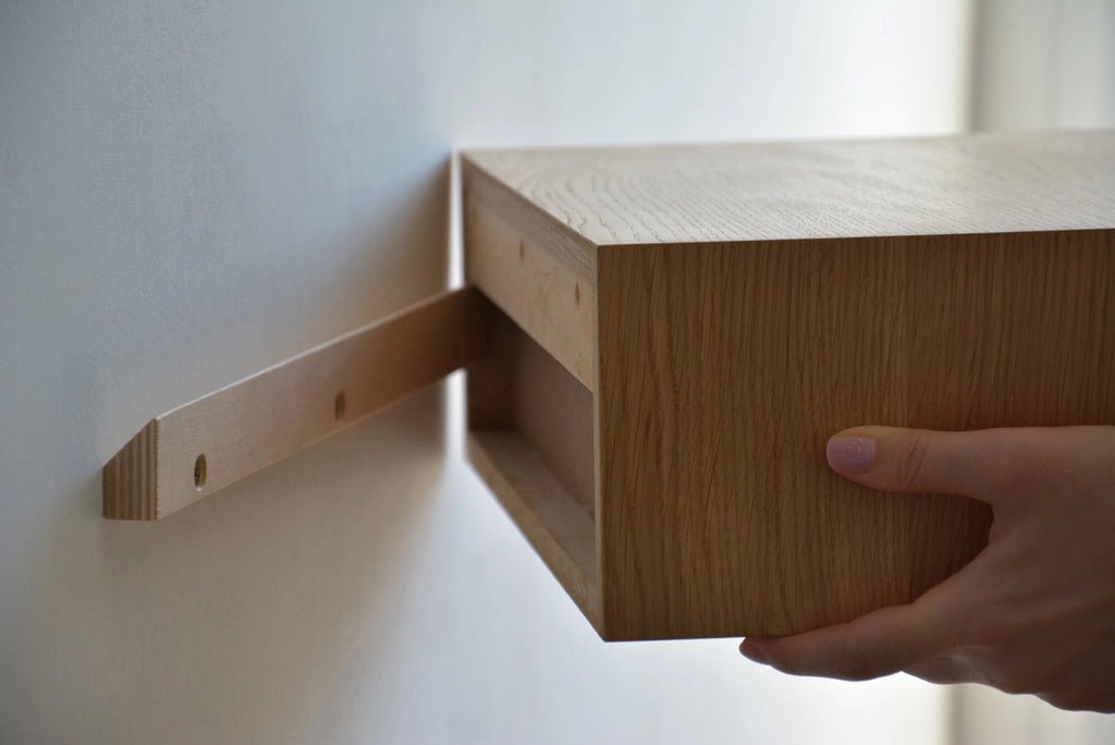 oak nightstand mounting