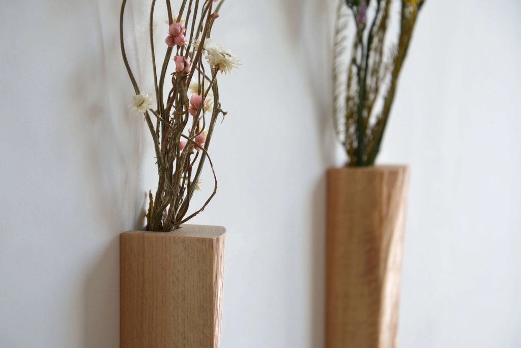oak vase for dried flowers