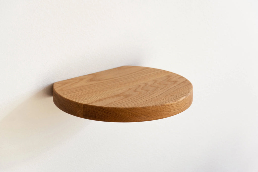 round shelf made of solid oak
