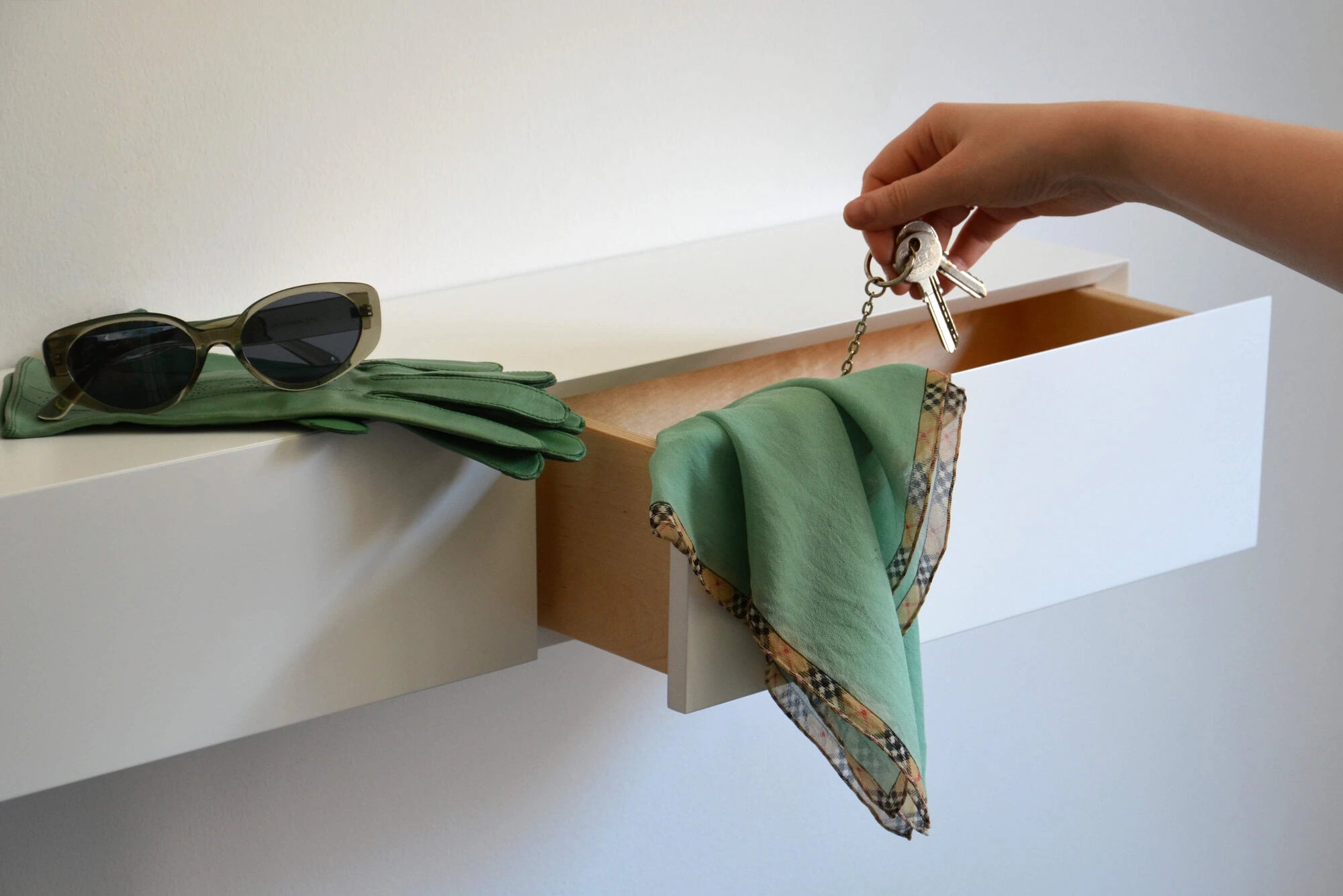 wall-mounted entryway shelf