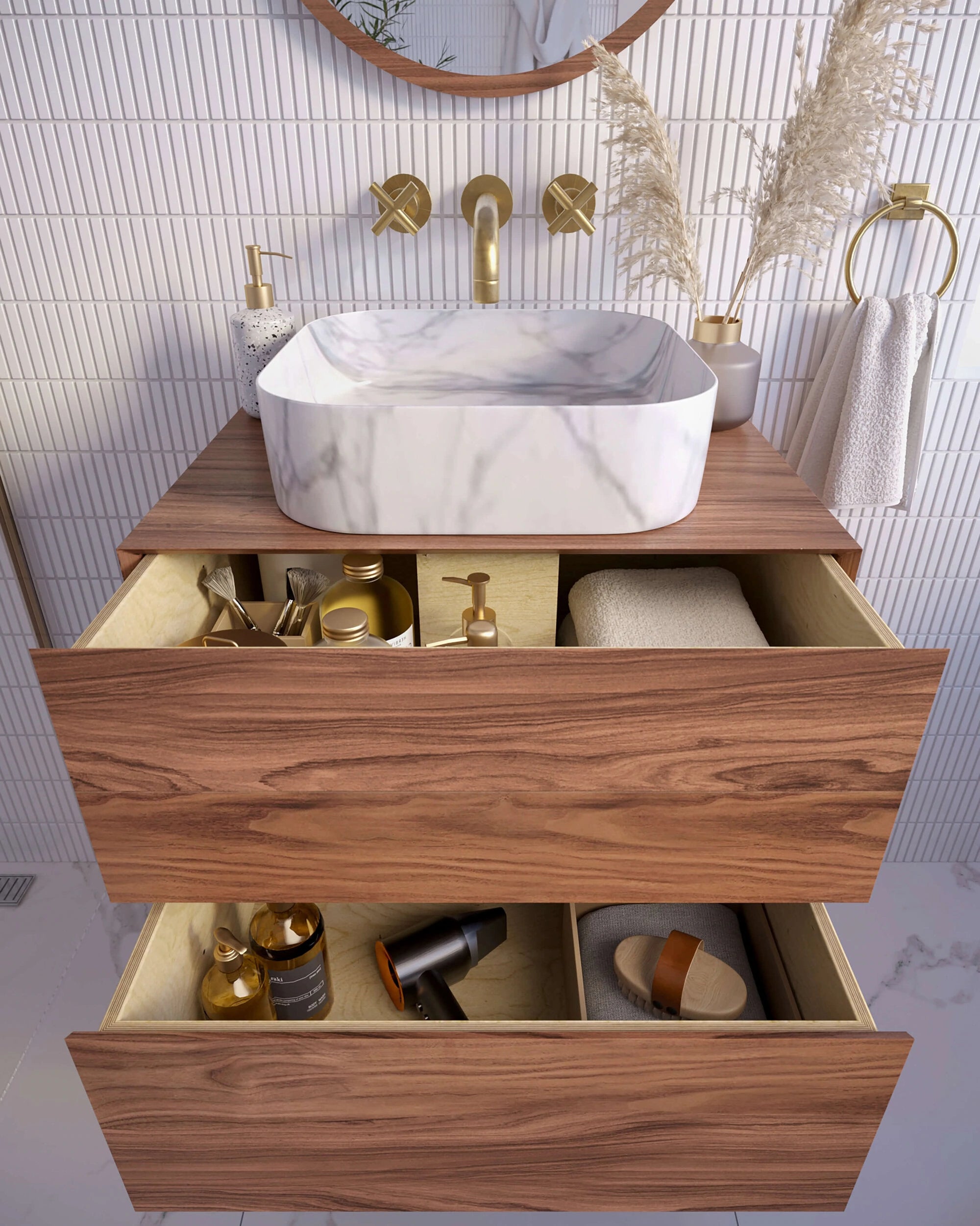 walnut bathroom vanity