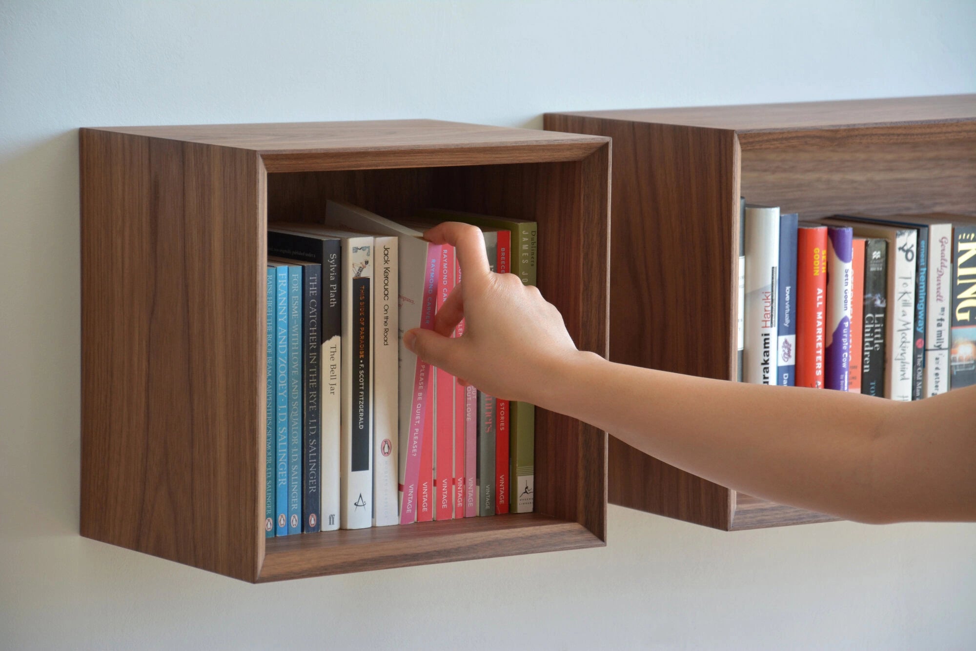 walnut cube bookshelf