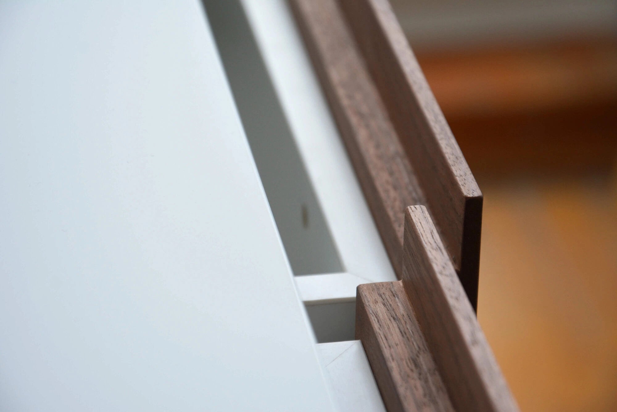walnut drawers of a dressing table