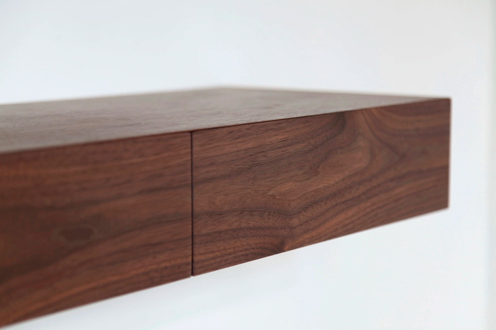 walnut makeup shelf with drawers