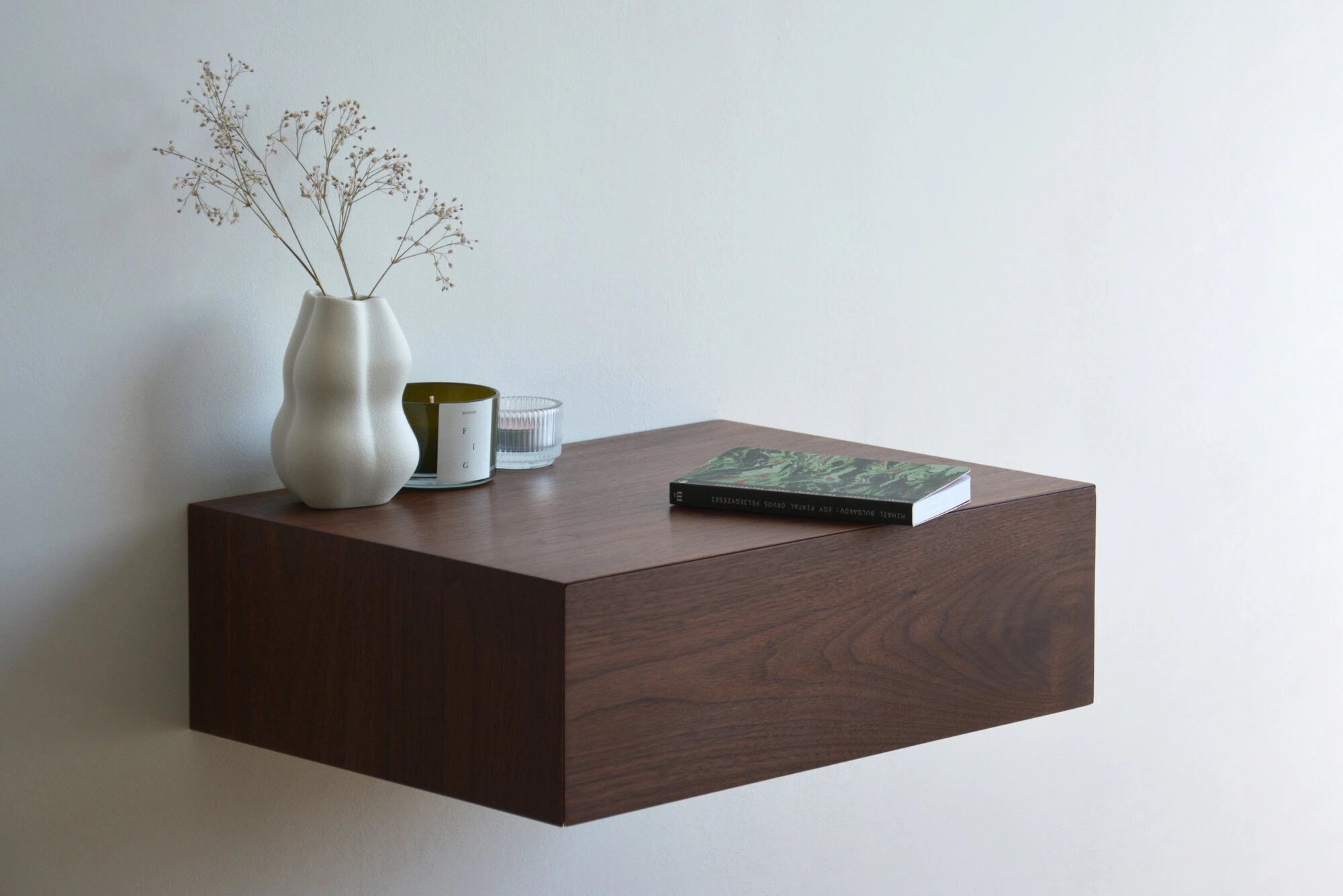 walnut floating nightstand