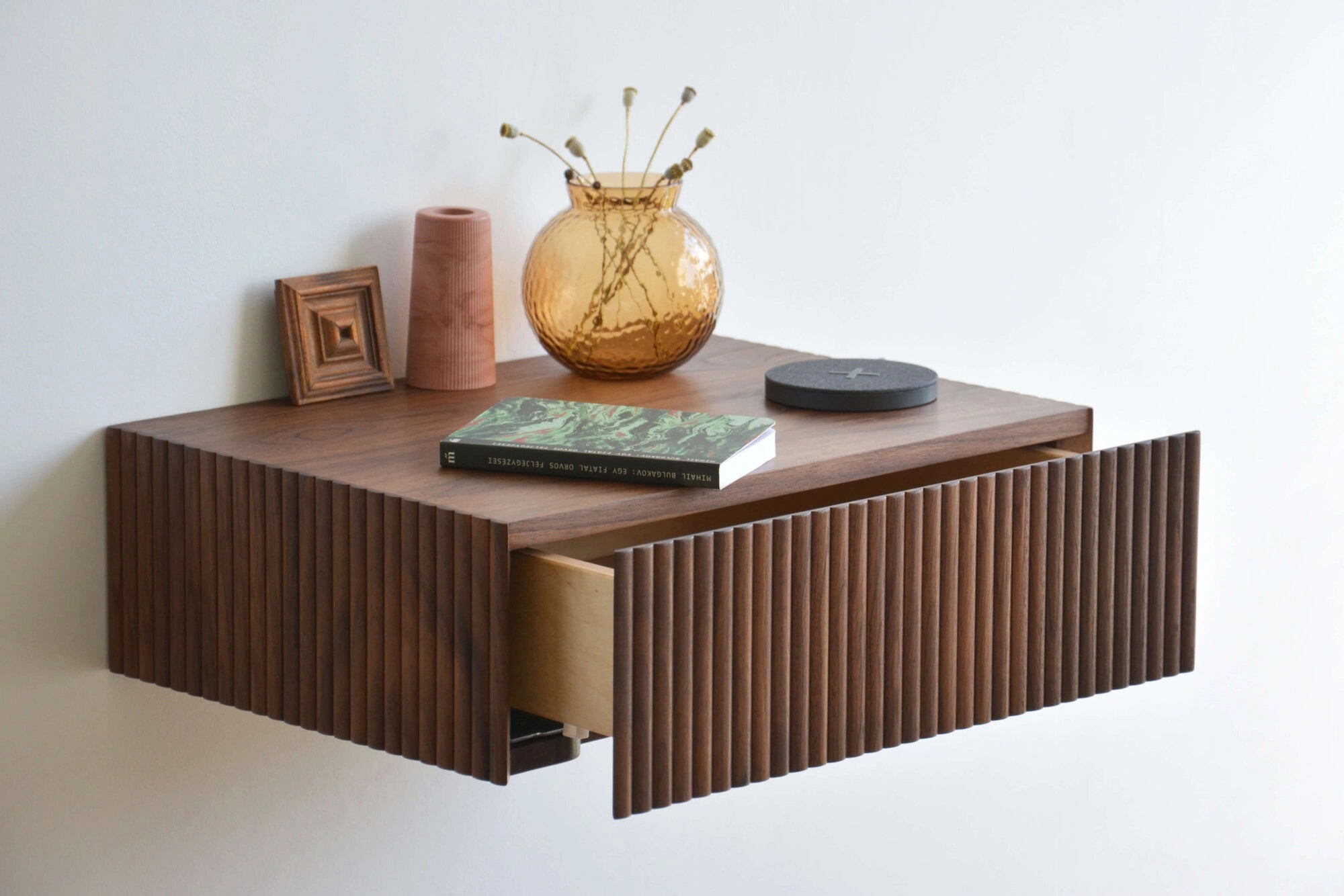 walnut fluted nightstand