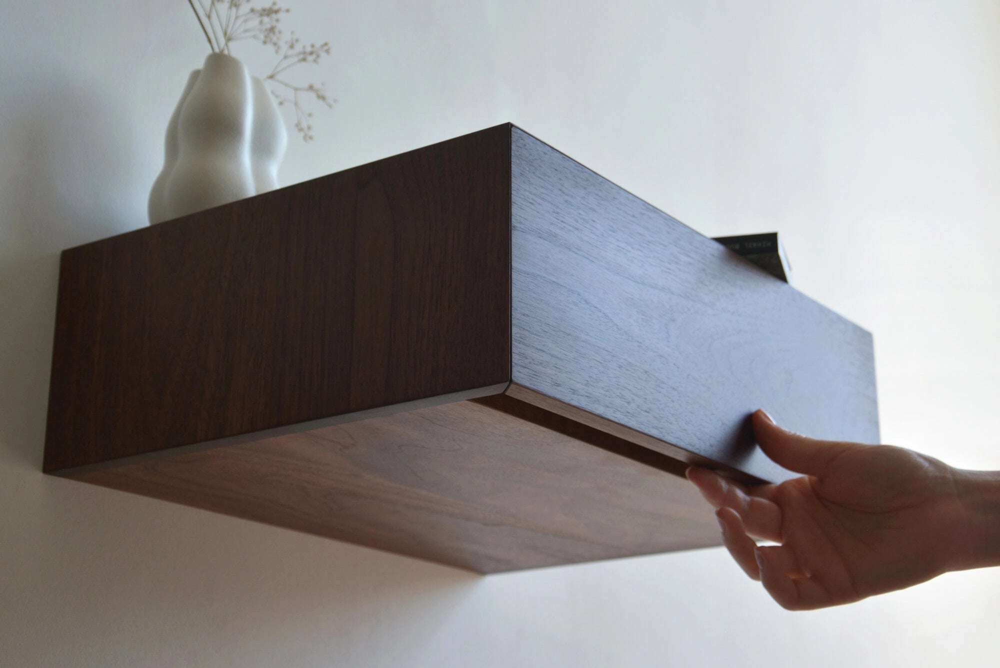walnut nightstand with drawer