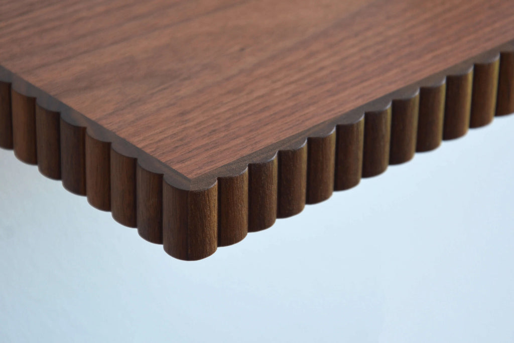 walnut shelf with fluted edges