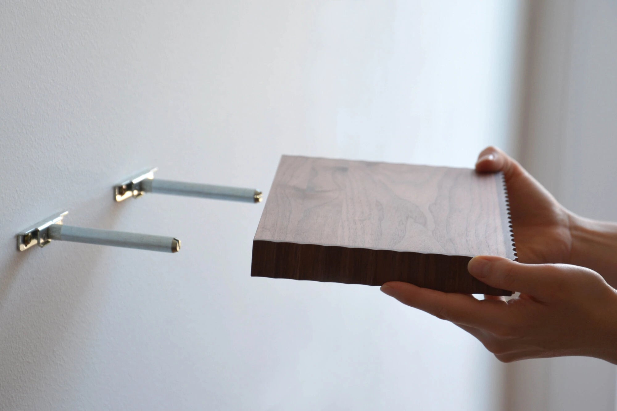 walnut wall shelf mounting