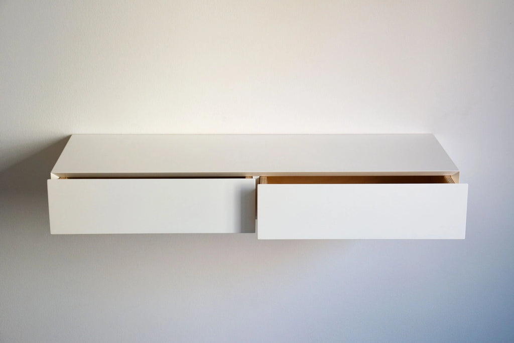 white floating dressing table with drawer