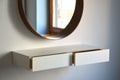 white floating makeup shelf