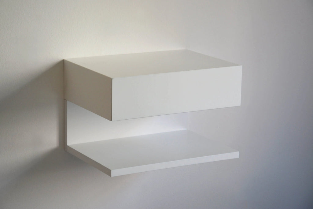white floating nightstand