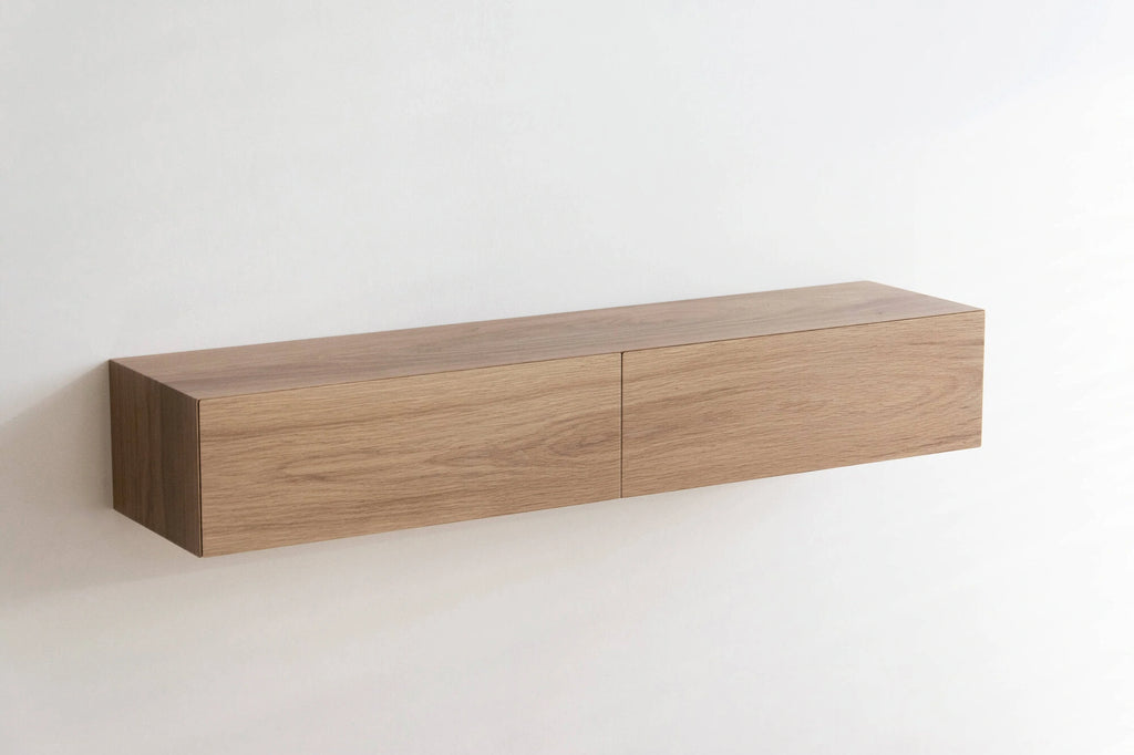 white oak entryway shelf